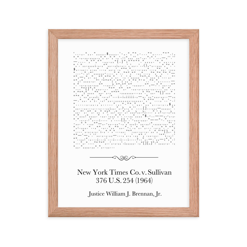 New York Times v. Sullivan framed poster print. Law office decor, and Supreme Court-themed art gifts for attorneys, law students, law school graduation, and the bar exam.