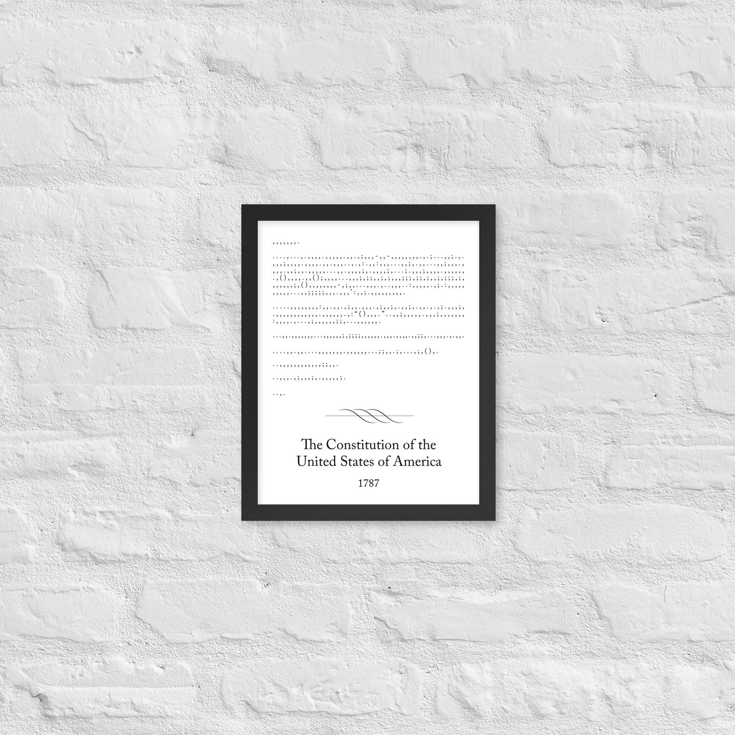 U.S. Constitution framed poster print. Law office decor, and law-themed art gifts for attorneys, law students, law school graduation, and the bar exam.