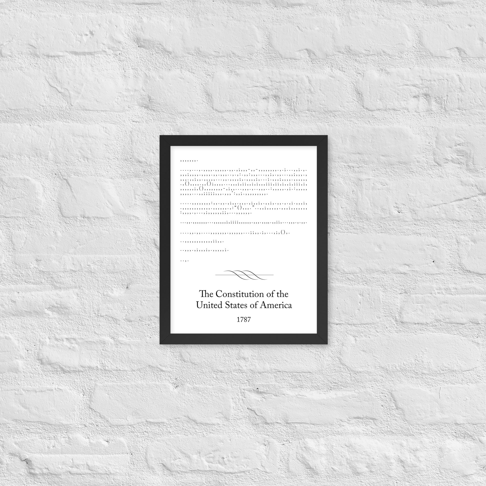 U.S. Constitution framed poster print. Law office decor, and law-themed art gifts for attorneys, law students, law school graduation, and the bar exam.