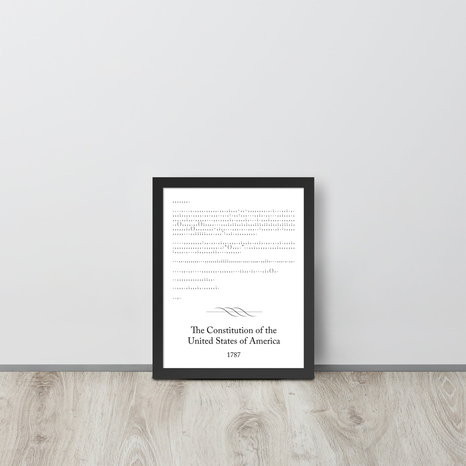 U.S. Constitution framed poster print. Law office decor, and law-themed art gifts for attorneys, law students, law school graduation, and the bar exam.