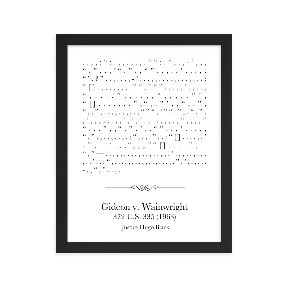 Gideon v. Wainwright framed poster print. Law office decor, and law-themed art gifts for attorneys, law students, law school graduation, and the bar exam.