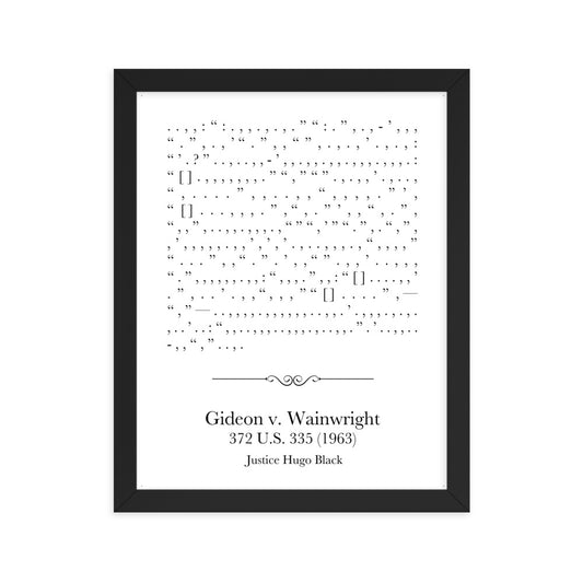 Gideon v. Wainwright framed poster print. Law office decor, and law-themed art gifts for attorneys, law students, law school graduation, and the bar exam.