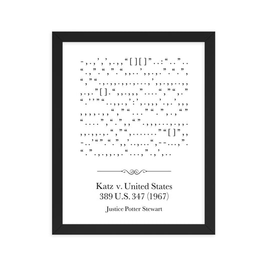 Katz v. United States framed poster print. Law office decor, and law-themed art gifts for attorneys, law students, law school graduation, and the bar exam.