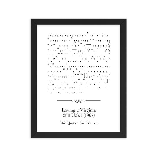 Loving v. Virginia framed poster print. Law office decor, and law-themed art gifts for attorneys, law students, law school graduation, and the bar exam.