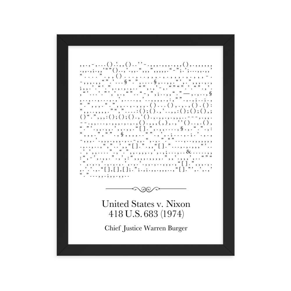 United States v. Nixon framed poster print. Law office decor, and law-themed art gifts for attorneys, law students, law school graduation, and the bar exam.