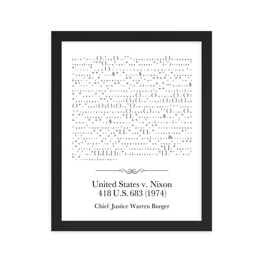 United States v. Nixon framed poster print. Law office decor, and law-themed art gifts for attorneys, law students, law school graduation, and the bar exam.