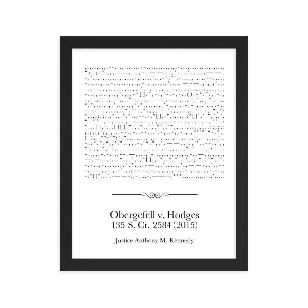 Obergefell v. Hodges framed poster print. Law office decor, and Supreme Court-themed art gifts for attorneys, law students, law school graduation, and the bar exam.