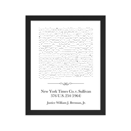 New York Times v. Sullivan framed poster print. Law office decor, and Supreme Court-themed art gifts for attorneys, law students, law school graduation, and the bar exam.