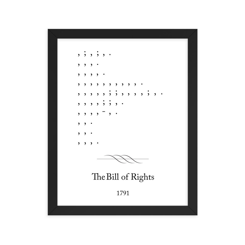 Bill of Rights framed poster print. Law office decor, and law-themed art gifts for attorneys, law students, law school graduation, and the bar exam.