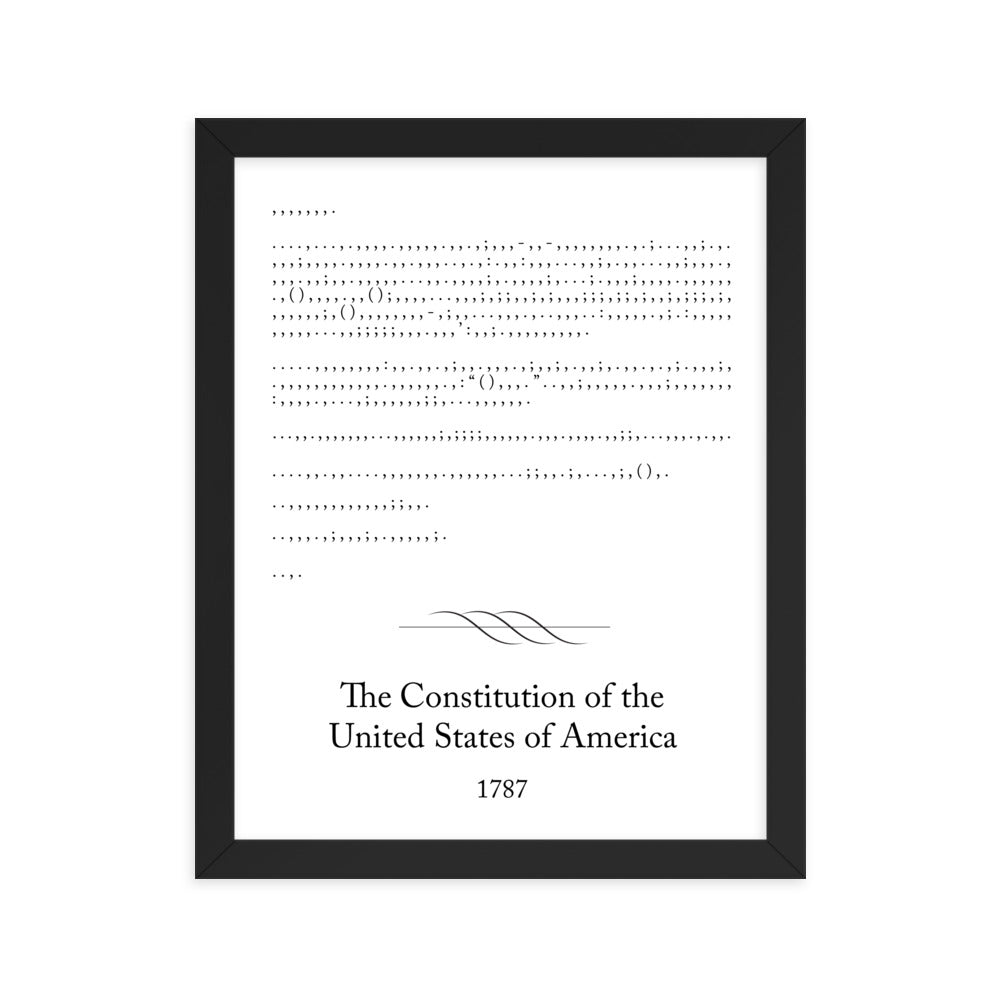 U.S. Constitution framed poster print. Law office decor, and law-themed art gifts for attorneys, law students, law school graduation, and the bar exam.