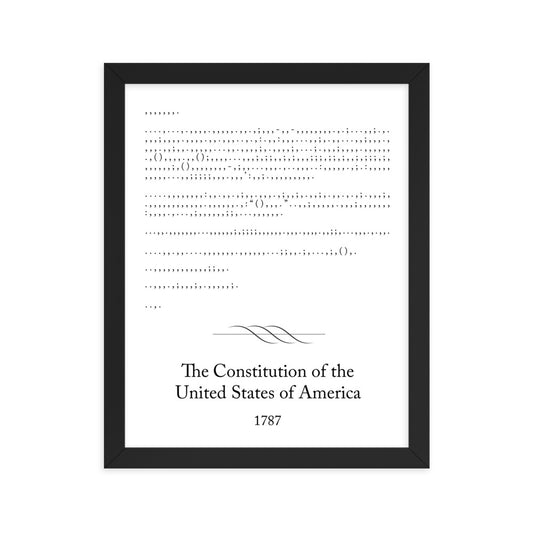 U.S. Constitution framed poster print. Law office decor, and law-themed art gifts for attorneys, law students, law school graduation, and the bar exam.