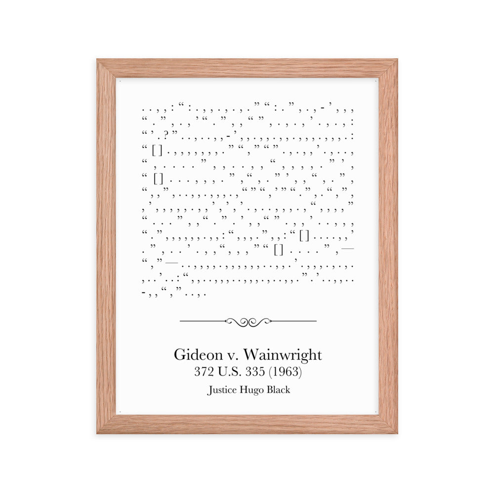 Gideon v. Wainwright framed poster print. Law office decor, and law-themed art gifts for attorneys, law students, law school graduation, and the bar exam.