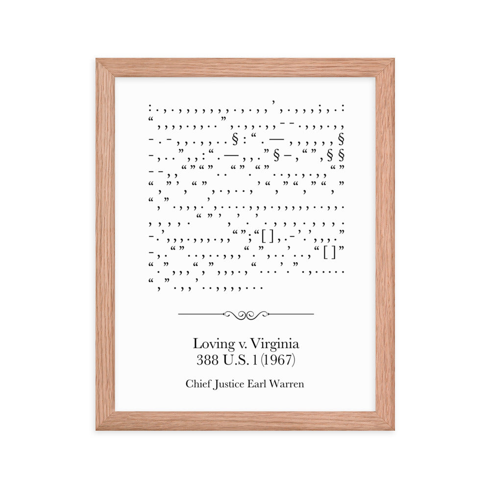 Loving v. Virginia framed poster print. Law office decor, and law-themed art gifts for attorneys, law students, law school graduation, and the bar exam.