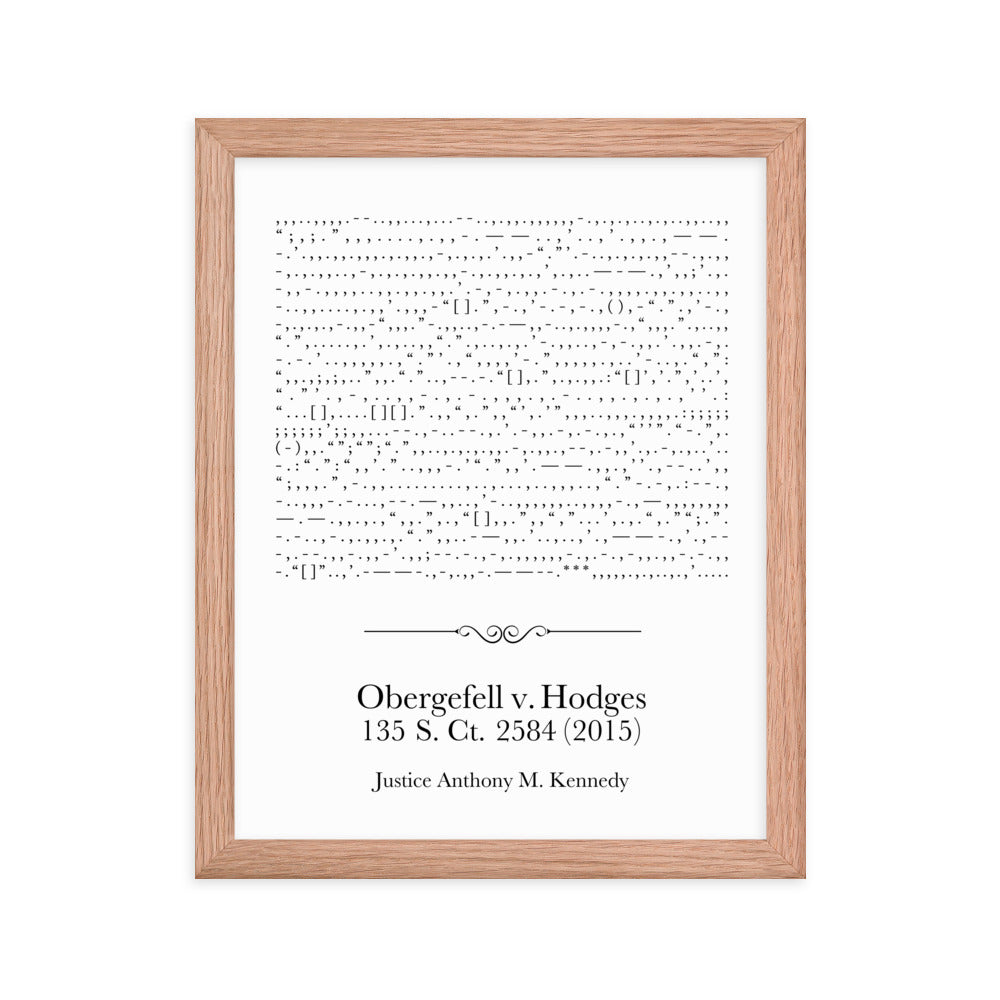 Obergefell v. Hodges framed poster print. Law office decor, and Supreme Court-themed art gifts for attorneys, law students, law school graduation, and the bar exam.