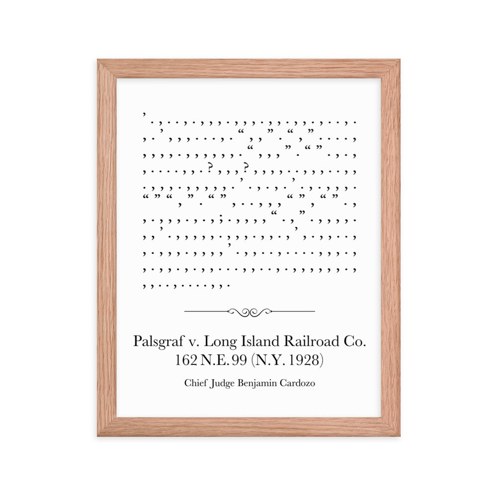 Palsgraf v. Long Island Railroad framed poster print. Law office decor, and law-themed art gifts for attorneys, law students, law school graduation, and the bar exam.