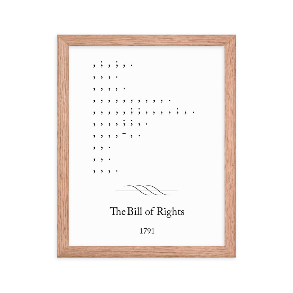 Bill of Rights framed poster print. Law office decor, and law-themed art gifts for attorneys, law students, law school graduation, and the bar exam.