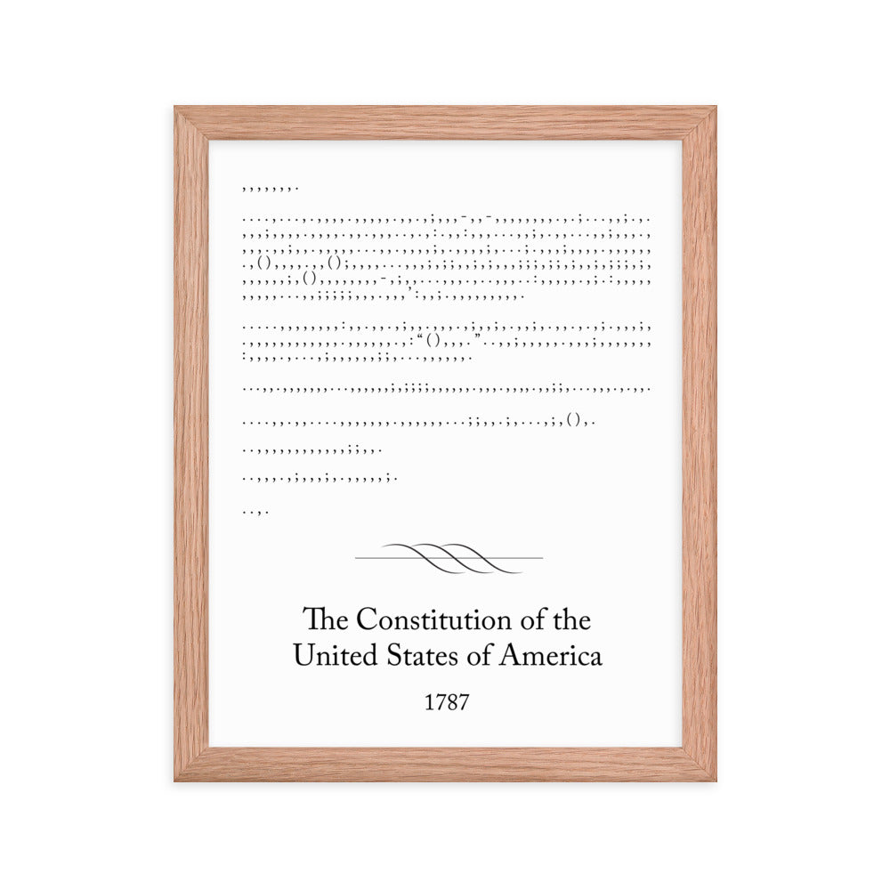 U.S. Constitution framed poster print. Law office decor, and law-themed art gifts for attorneys, law students, law school graduation, and the bar exam.