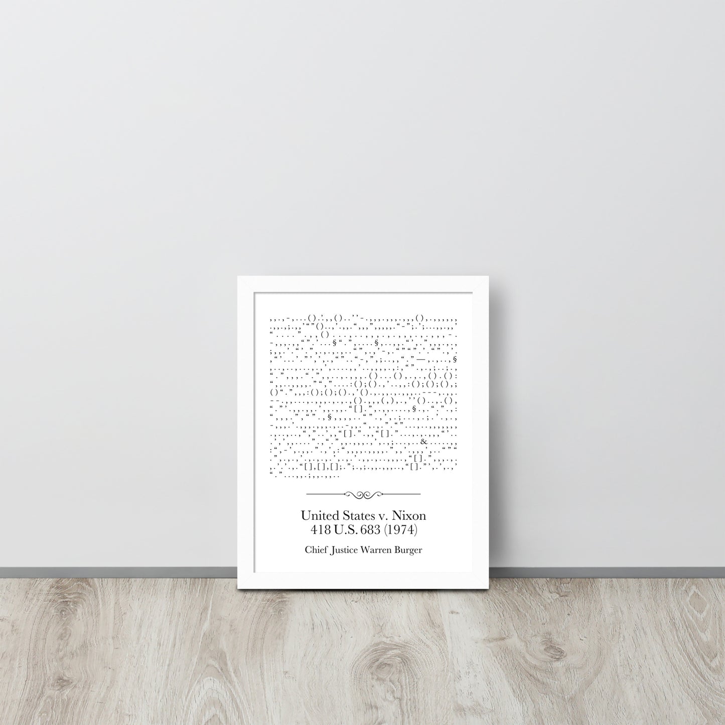 United States v. Nixon framed poster print. Law office decor, and law-themed art gifts for attorneys, law students, law school graduation, and the bar exam.