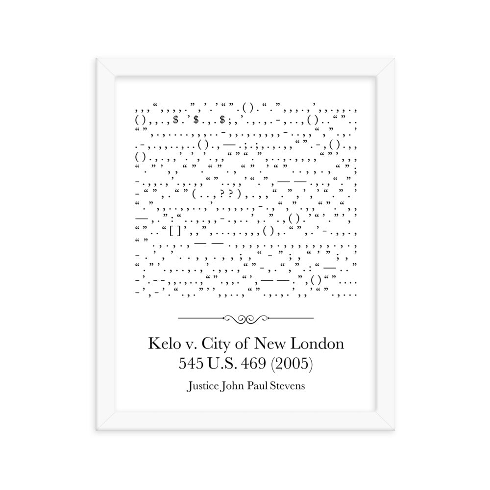 Kelo v. City of New London framed poster print. Law office decor, and law-themed art gifts for attorneys, law students, law school graduation, and the bar exam.