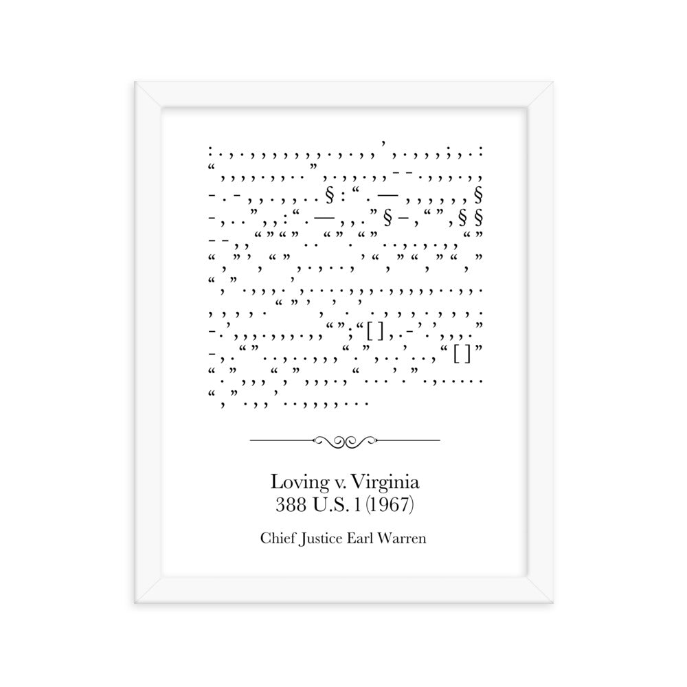 Loving v. Virginia framed poster print. Law office decor, and law-themed art gifts for attorneys, law students, law school graduation, and the bar exam.