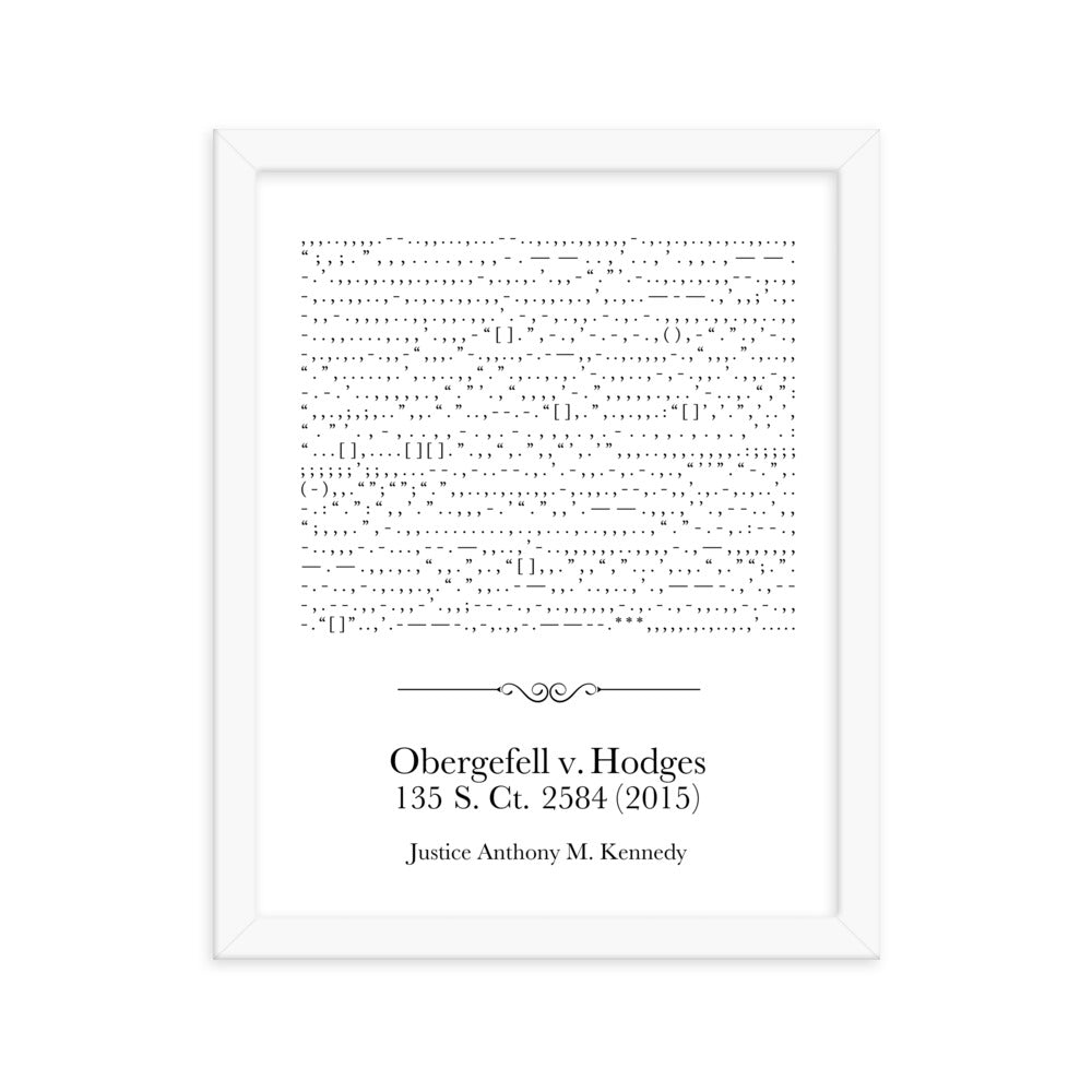 Obergefell v. Hodges framed poster print. Law office decor, and Supreme Court-themed art gifts for attorneys, law students, law school graduation, and the bar exam.