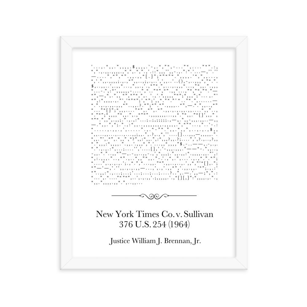 New York Times v. Sullivan framed poster print. Law office decor, and Supreme Court-themed art gifts for attorneys, law students, law school graduation, and the bar exam.