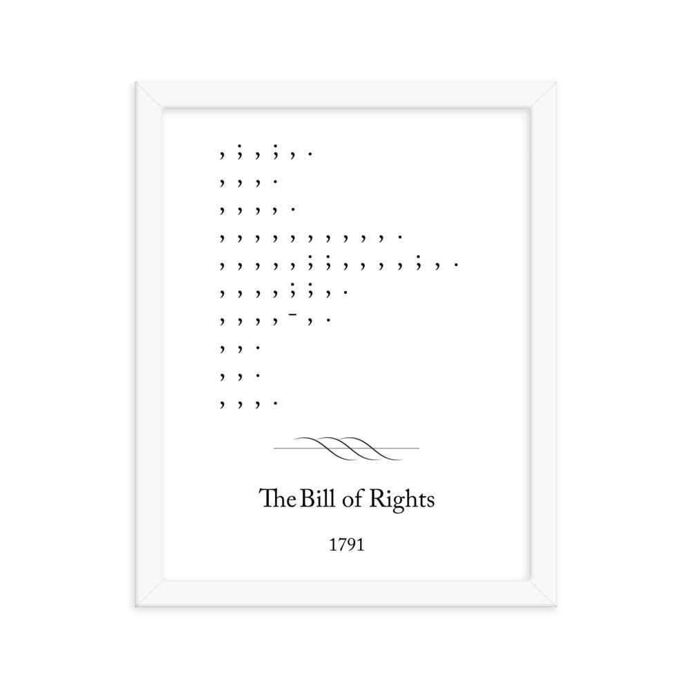 Bill of Rights framed poster print. Law office decor, and law-themed art gifts for attorneys, law students, law school graduation, and the bar exam.