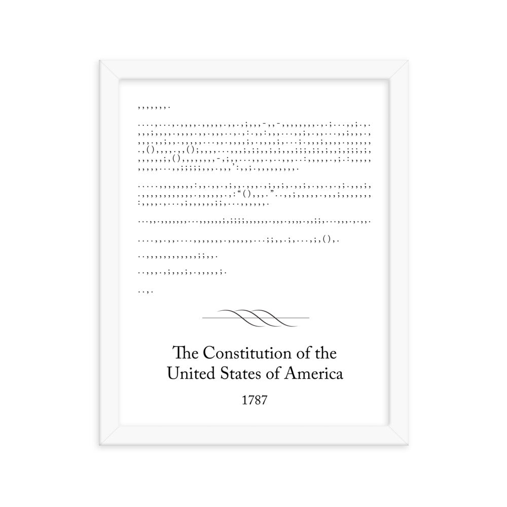 U.S. Constitution framed poster print. Law office decor, and law-themed art gifts for attorneys, law students, law school graduation, and the bar exam.