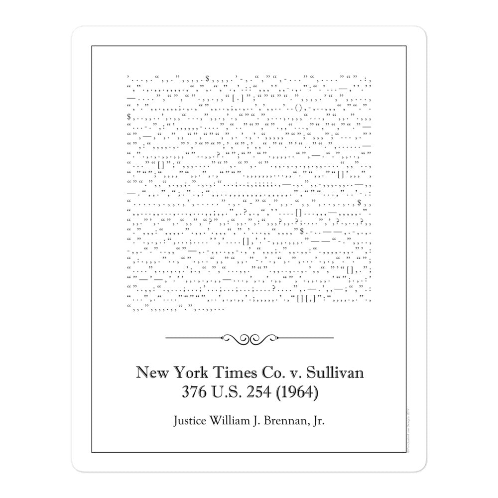 NY Times v. Sullivan  - Vinyl Sticker